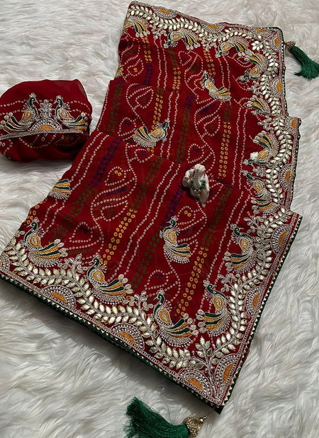 Jk 389 Bandhej Printed Georgette Wedding Sarees Surat Wholesale Market
